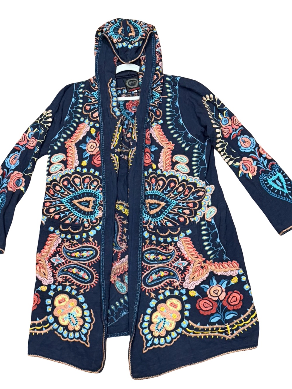 🌸 Johnny Was Biya Embroidered Hooded Duster Cardigan